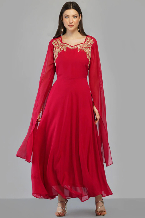 Red Georgette Anarkali Style Kurti