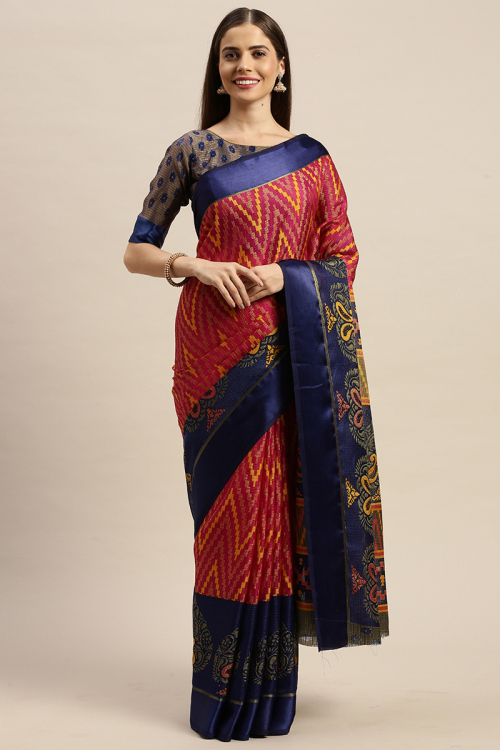 Ruby Pink Kota Doria Saree