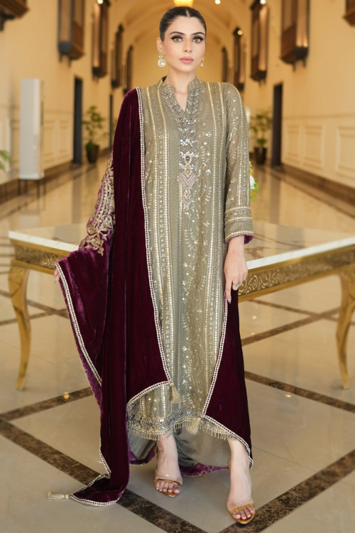 Soft Silk Light Sage Green Embroidered Straight Pant Suit For Festival 