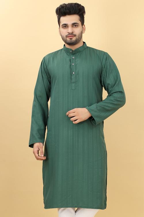Teal Green Viscose Straight Cut Men Kurta