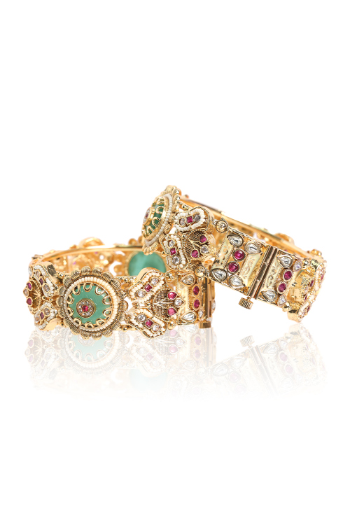 Traditional Antique Kundan and Gem Bangle