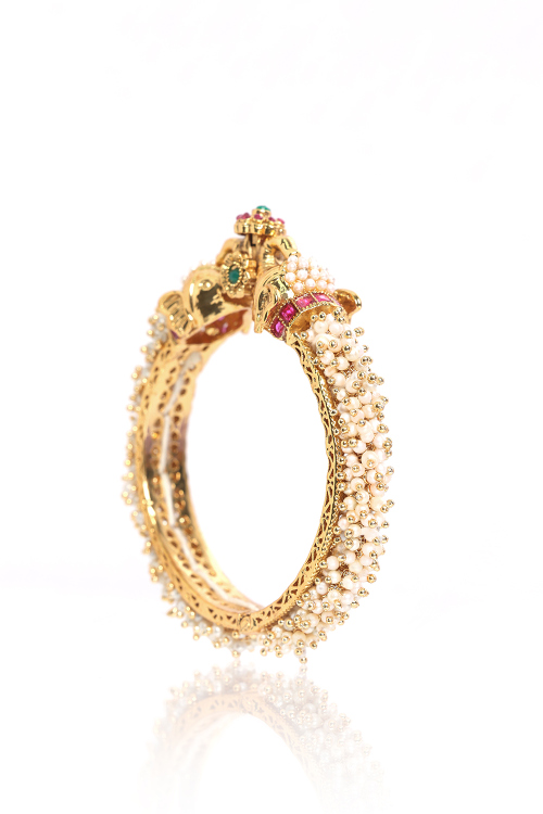 Traditional South Indian Bangle With Pearl Clusters