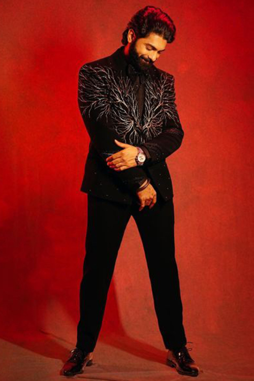 Velvet Embroidered Black Men's Coat Pant