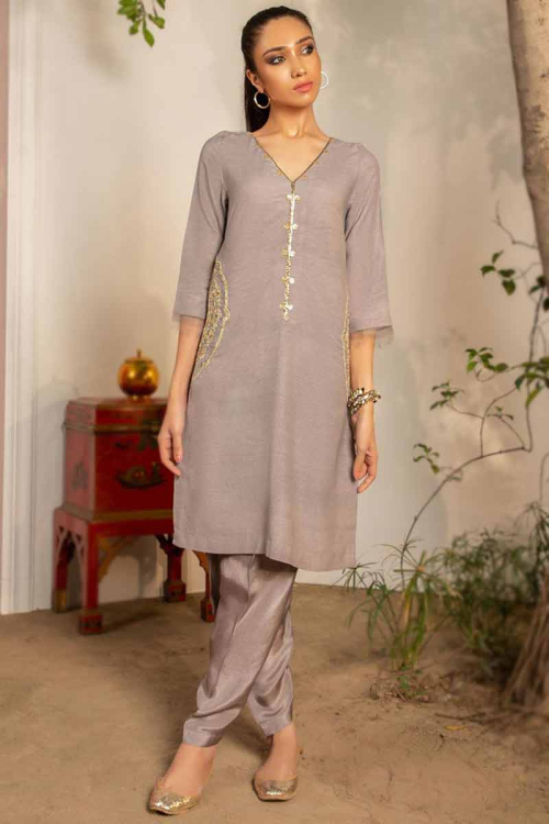 Zari Embroidered Cotton Mauve Pink Patiala Suit