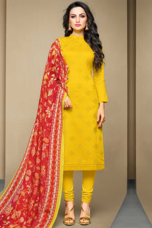 yellow churidar designs