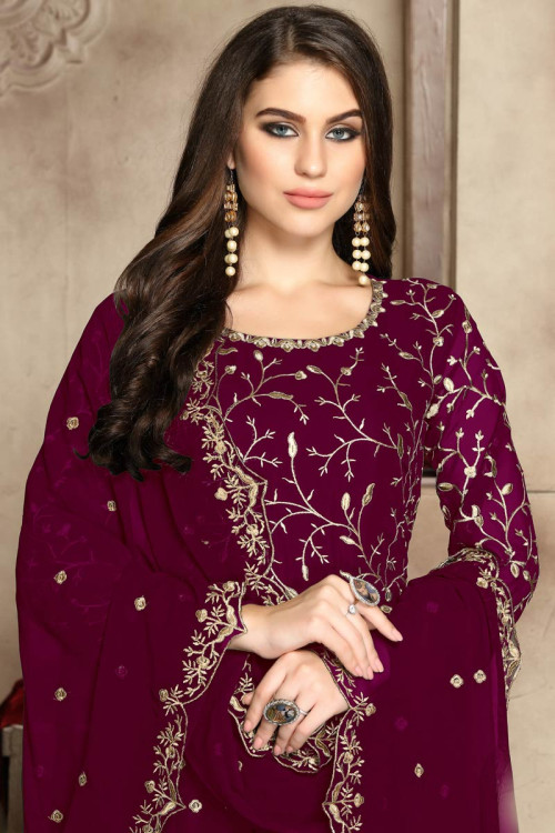 wine colour anarkali suit
