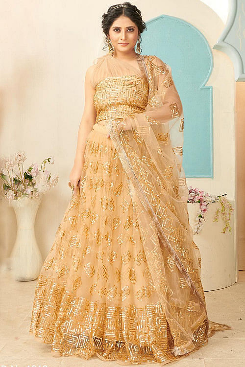 lehenga designs golden colour