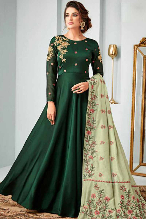 Buy Lovely Dark Green Georgette Anarkali Suit Online - LSTV01924 ...