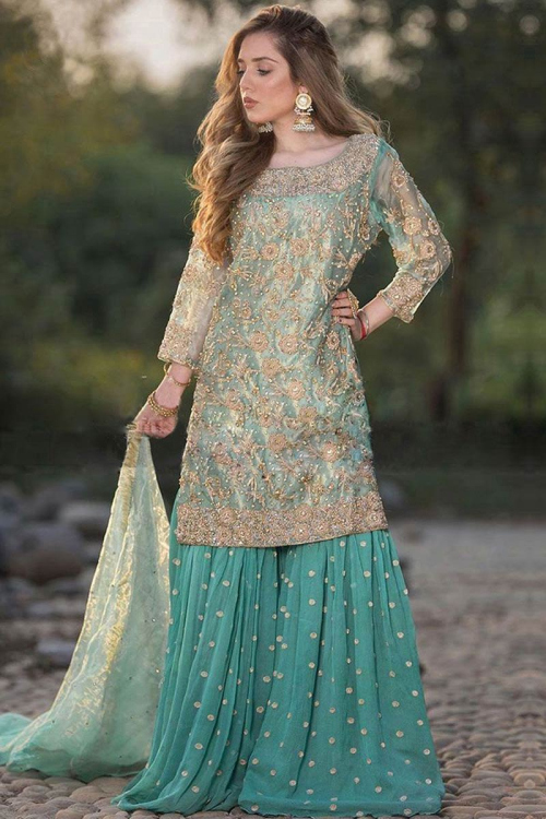 gharara in green colour