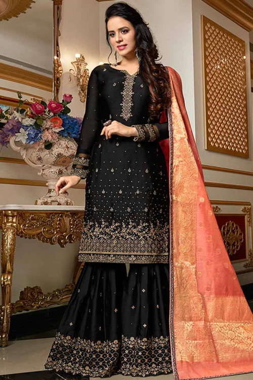 sharara suit in silk