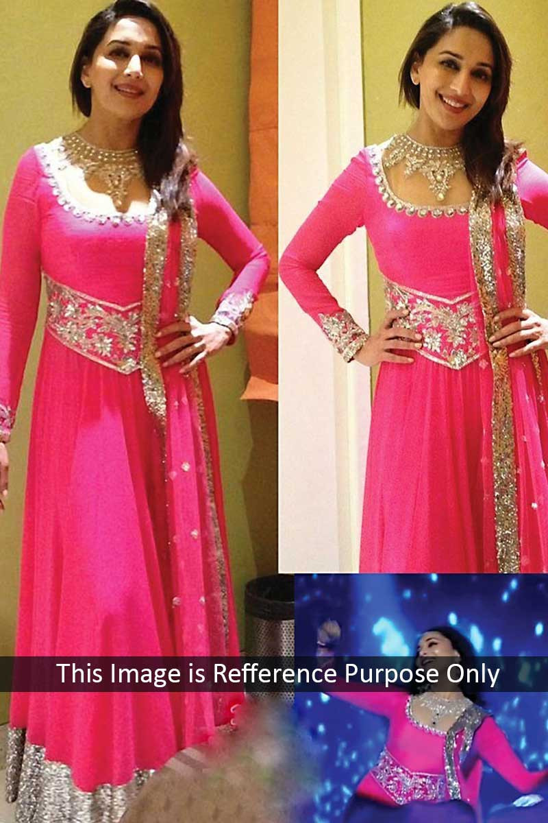 Buy Madhuri Dixit Pink Georgette Anarkali Churidar Suit With Dupatta Online Dmv13844 Andaaz