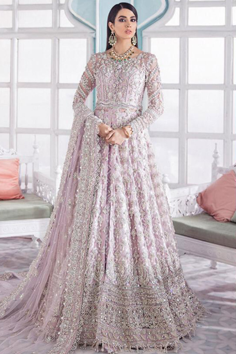 Anarkali Suit In Light Purple Embroidered Fabric LSTV09694