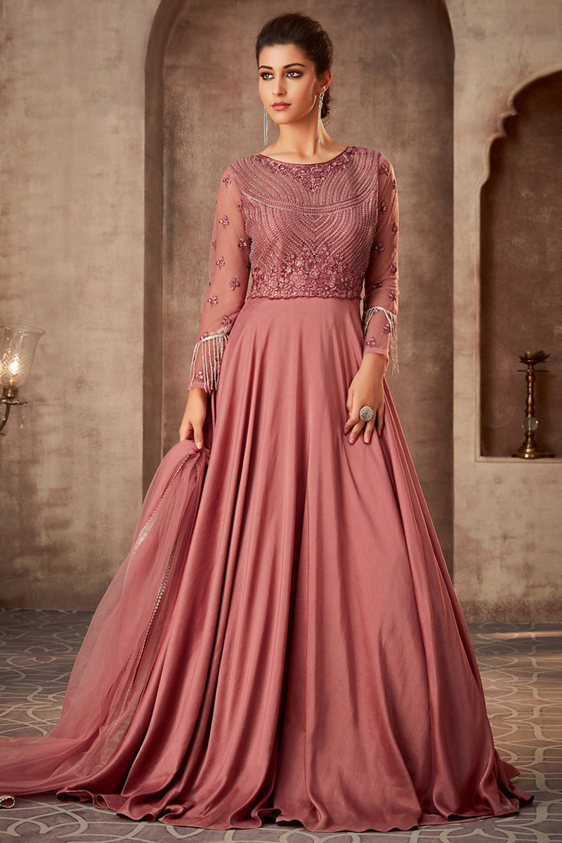 Buy Net and Silk Party Wear Gown In ...