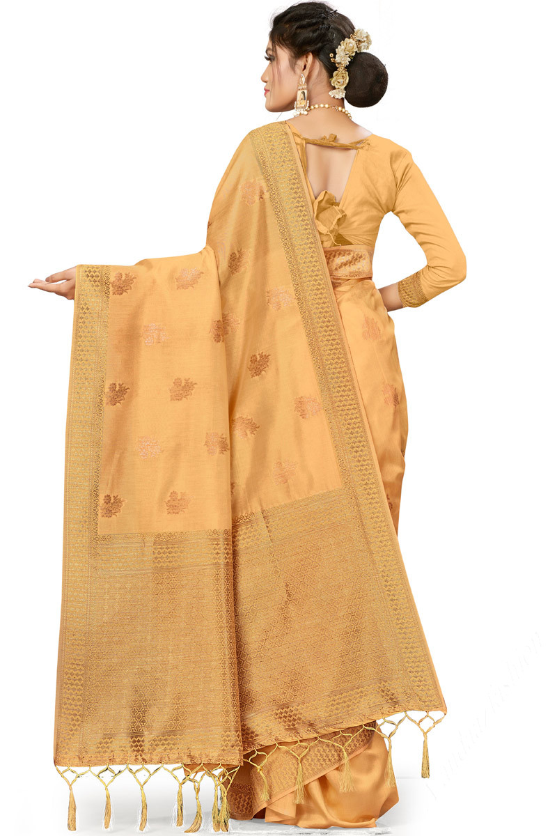 Wedding Collection Online Zari Embroidered Silk Mustard Yellow Saree