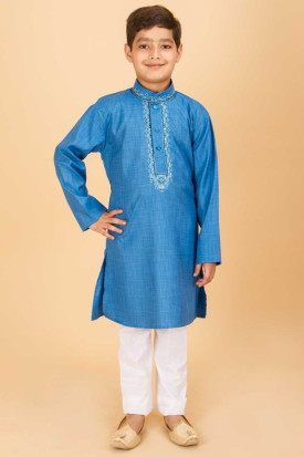 Clothing Boys Clothing Clothing Sets Floral Embroidered Kids Vest with Black Kids Kurta 3 Piece Boys Outfit Eid Ramadan Diwali Pooja Shaadi Indian Pakistani Festive Fancy Wear 