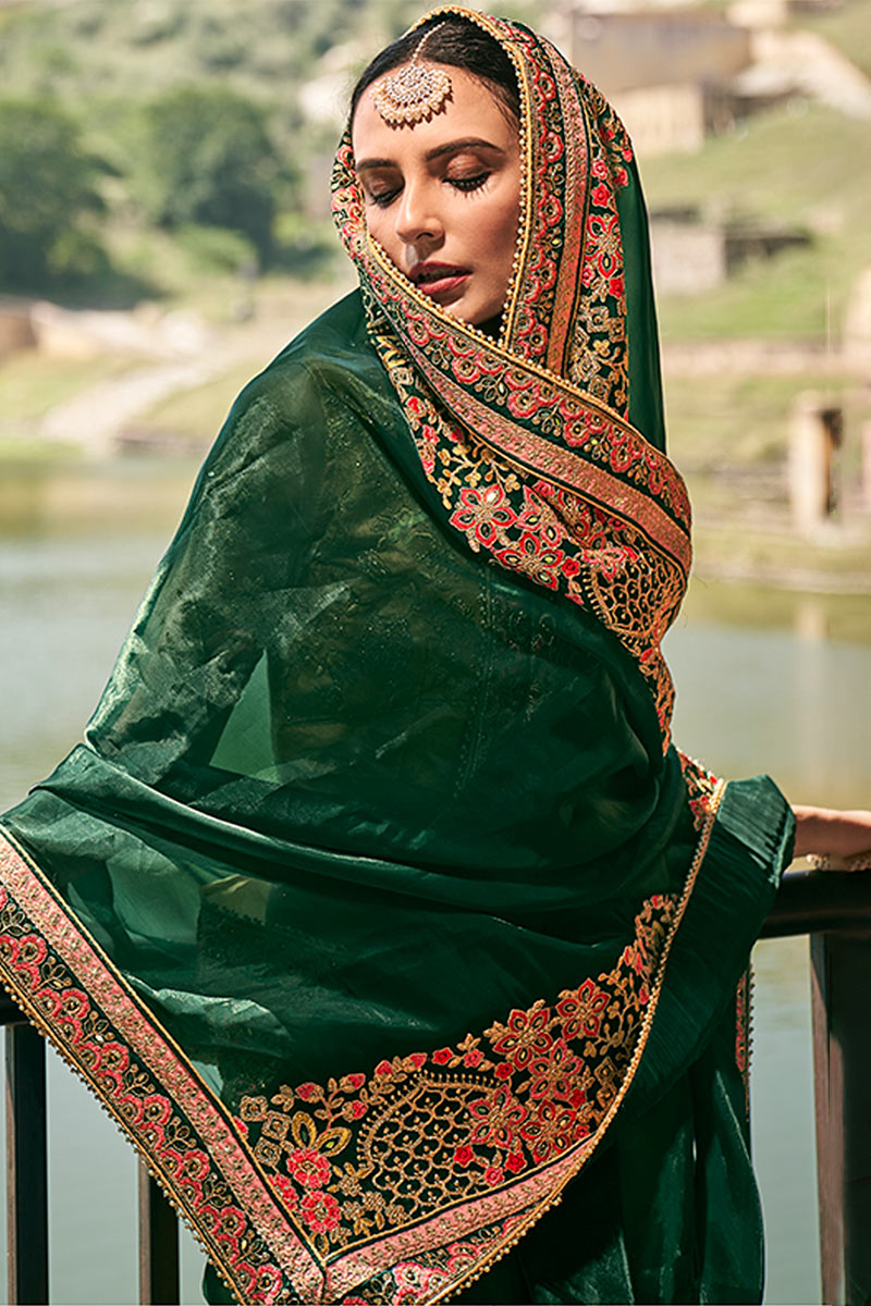 Saree Half Head Scarf Beautiful Face Half Covered Dupatta Indian