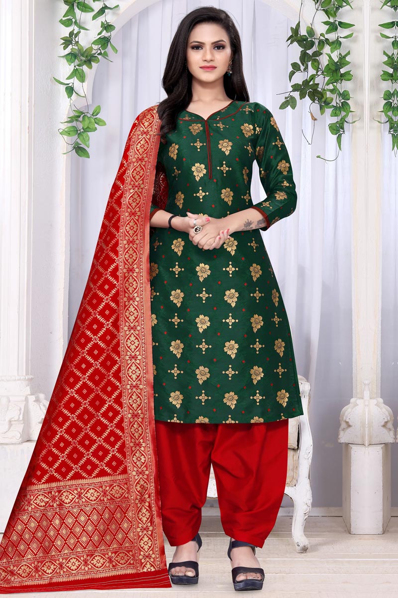 Dark green salwar suit best sale