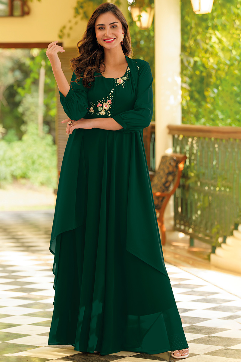 sachin and babi light blue dress Party Wear Embroidered Georgette Front Slitted Abaya Style Suit at ₹  2999/piece in Surat main image 0