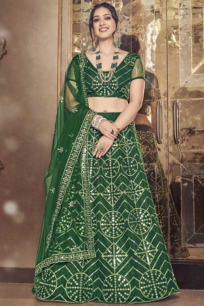 Details 161+ green color lehenga design