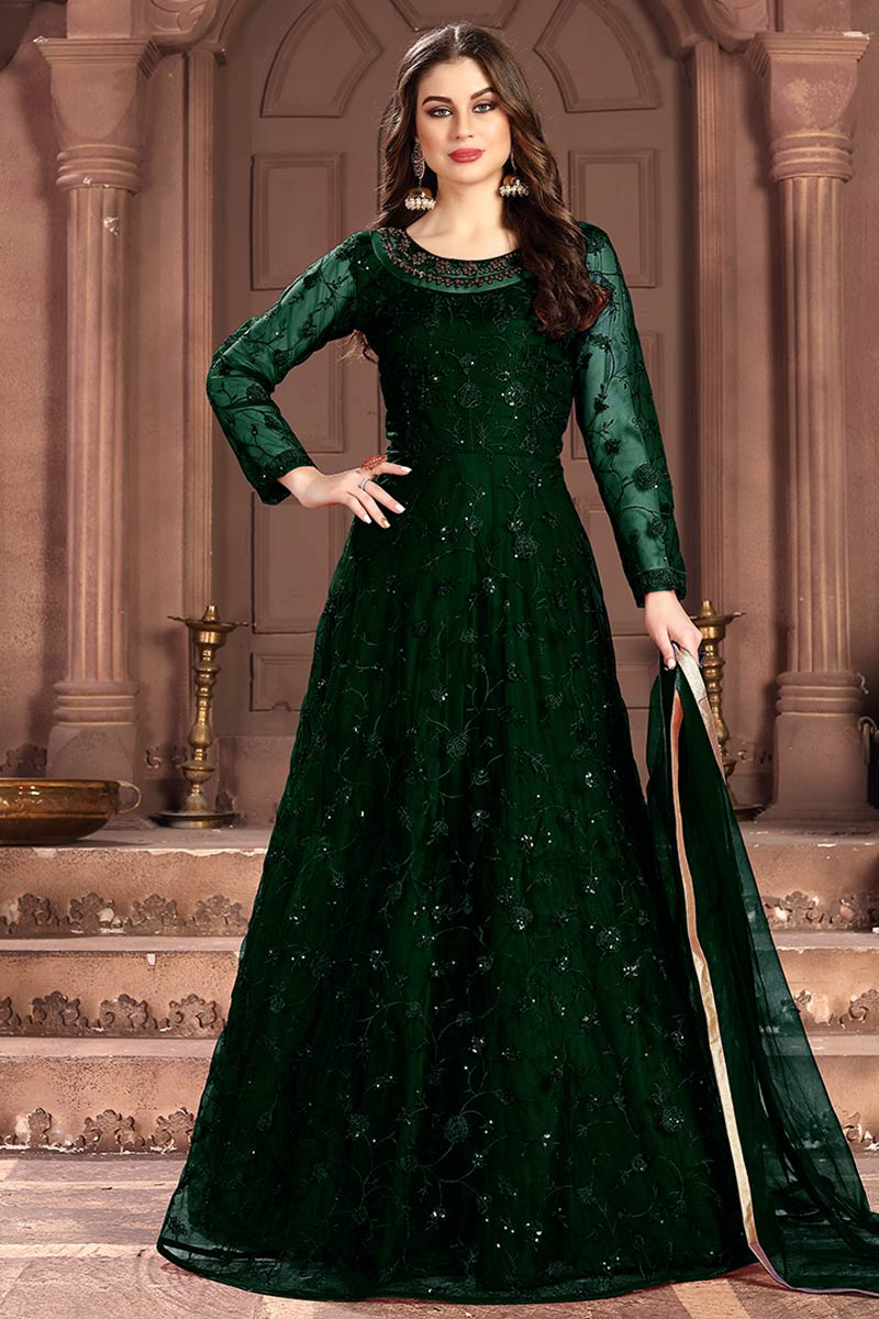 Fashion dark green anarkalis