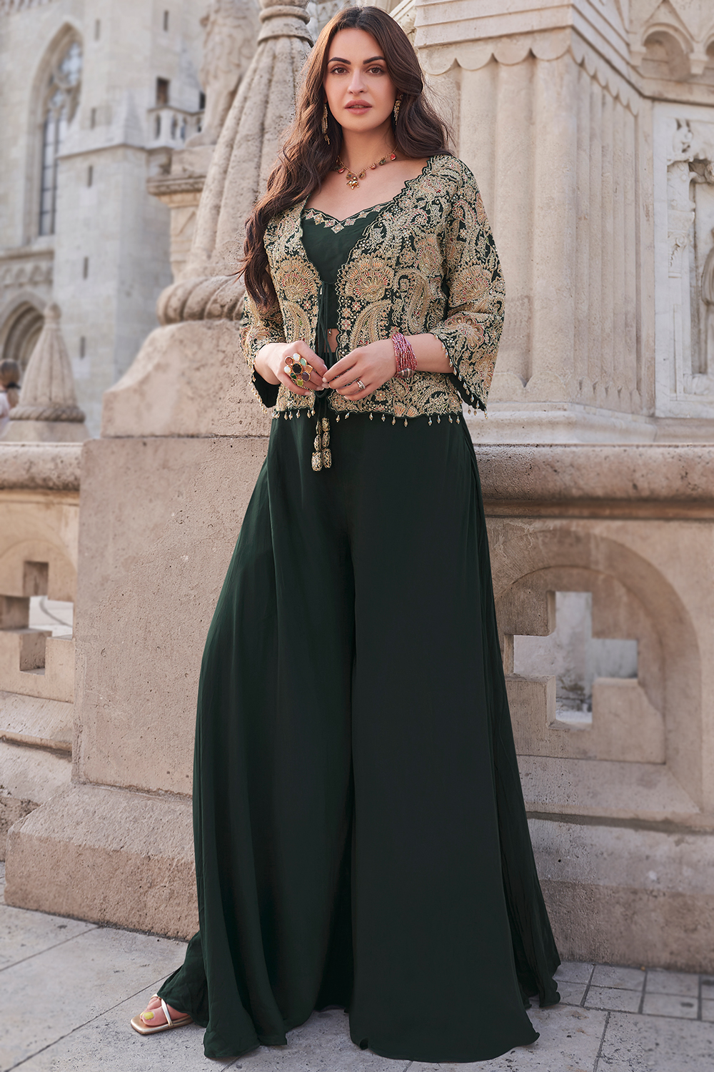 green emerald velvet dress Girl's Short Sleeve Dark Green Velvet Ruffle Dress DRG42933 – Crazy House Western  Wear main image 0