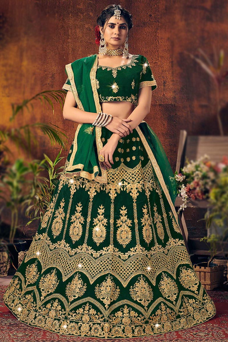 Buy Christmas Dress Velvet Dark Green Lehenga LLCV114832 Buy Christmas Dress Velvet Dark Green Lehenga LLCV114832