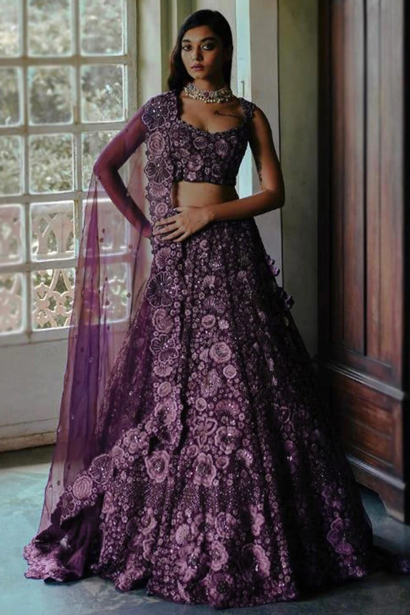 Dark purple wedding dress best sale