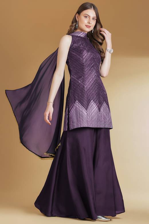 purple dress pants women Double Button Crepe Knit Bend Over Dress Pants Womens