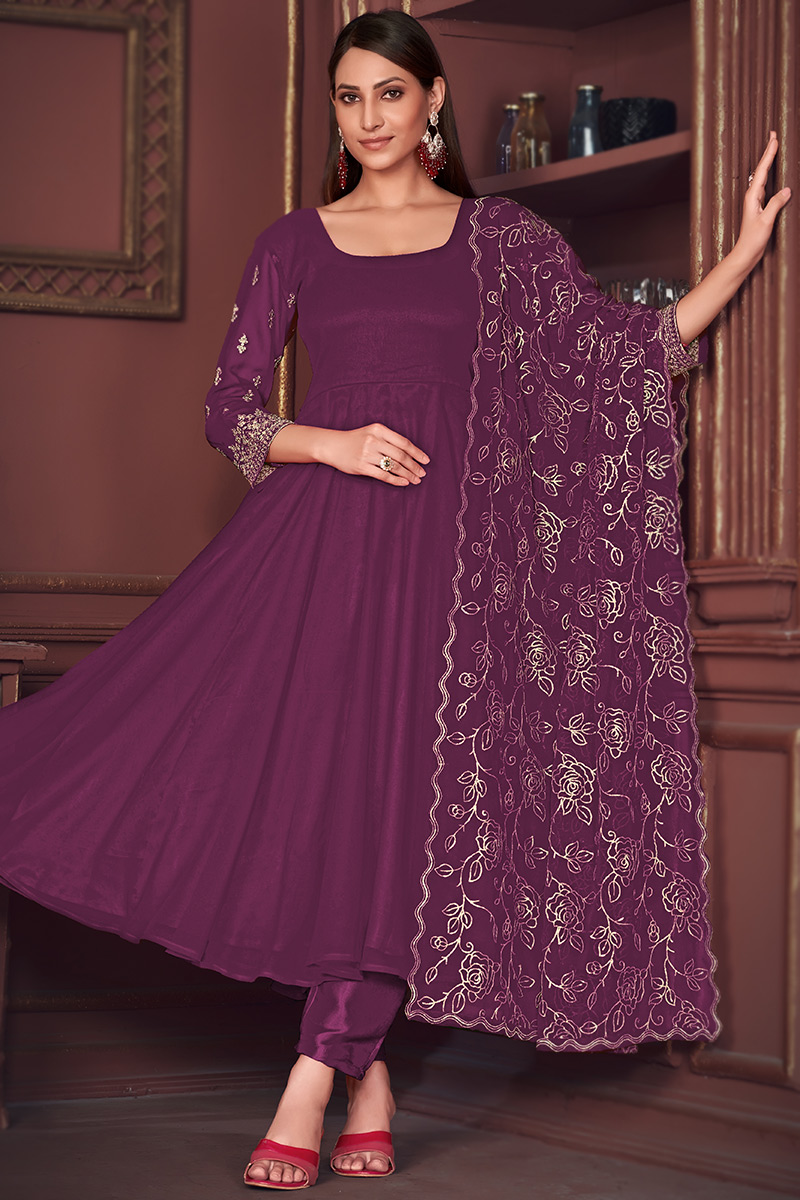 Dark Purple Anarkali Suit main image 1