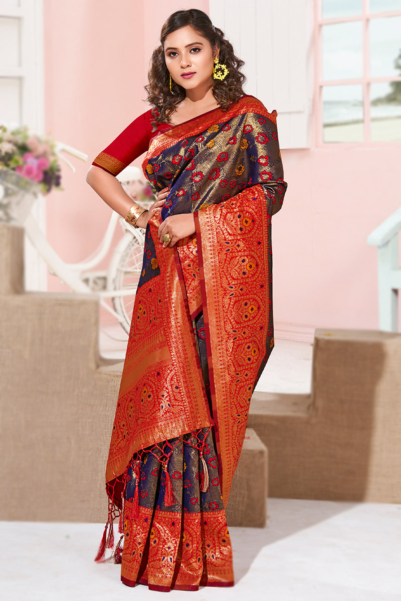 Beautiful Lilac Color Wedding Kanjivaram Pure Silk Saree (Silk Mark)