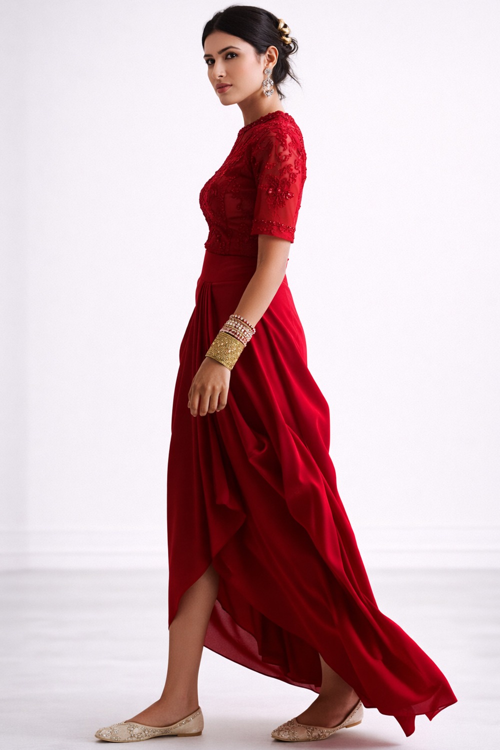 strapless open back dress Solstice Off Shoulder Crochet Knit Maxi Dress - Blood Orange