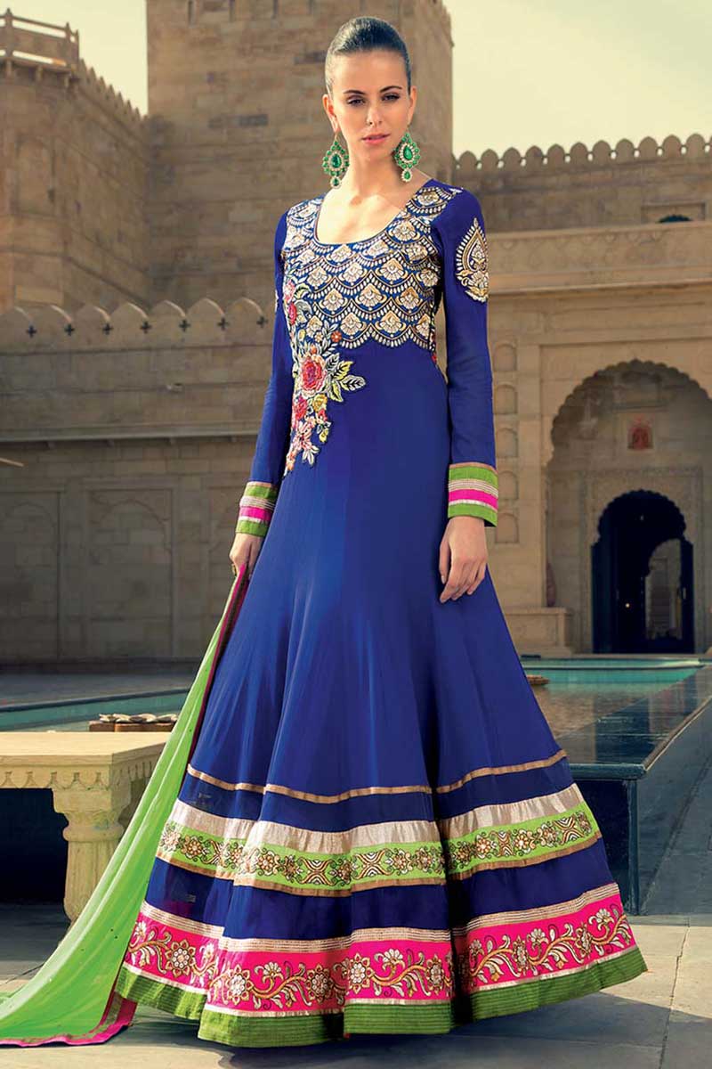 blue churidar models