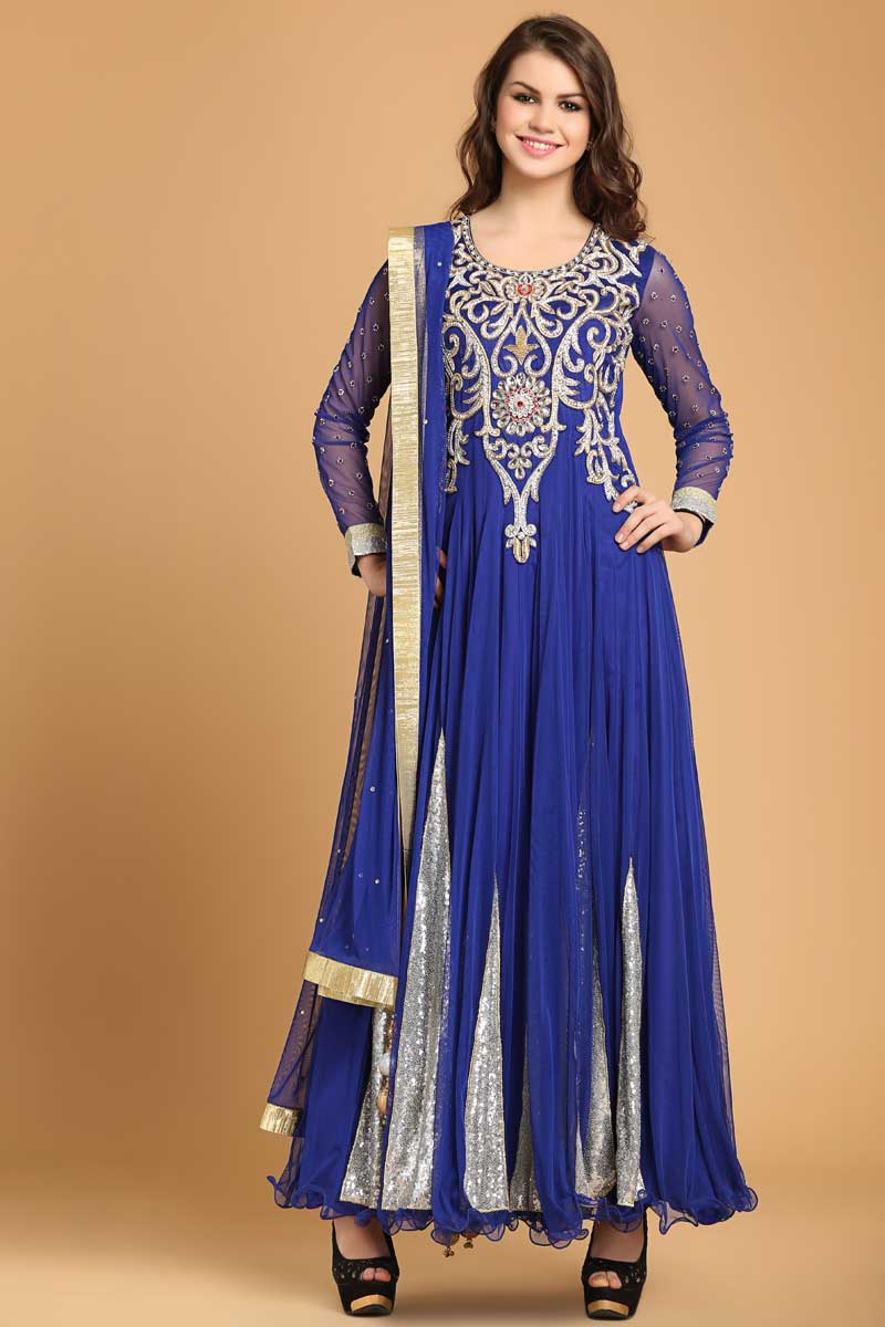 blue long churidar
