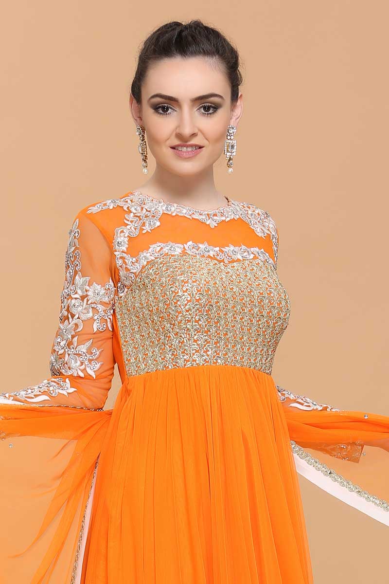 orange anarkali suits