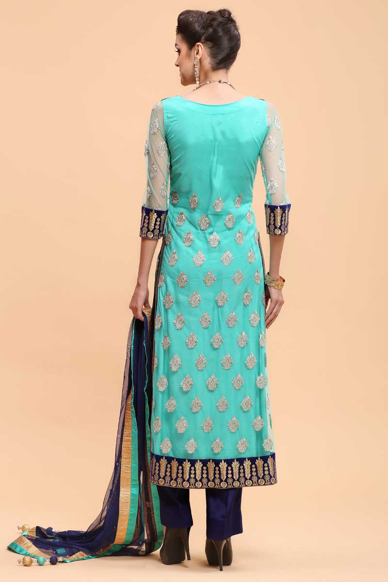 punjabi suit firozi colour