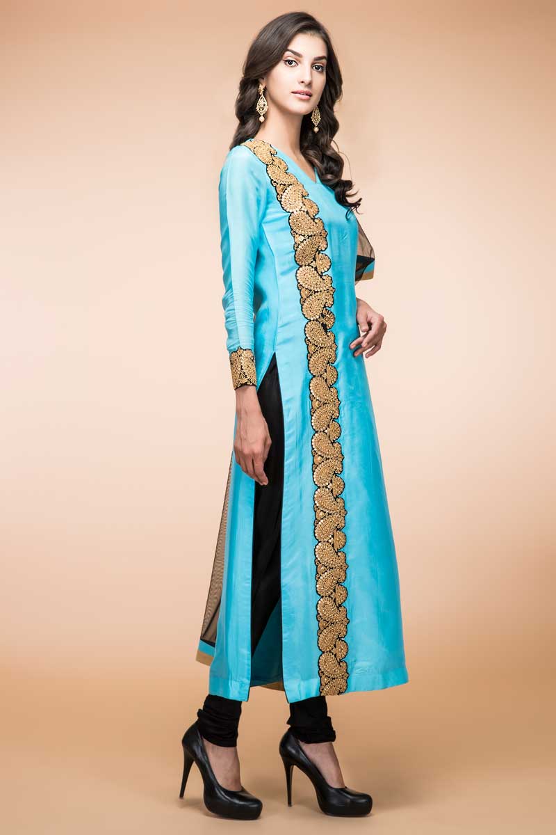 punjabi suit firozi colour