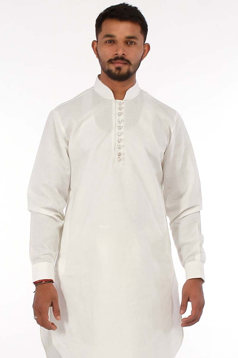 White Linen Cotton Kurta pajama