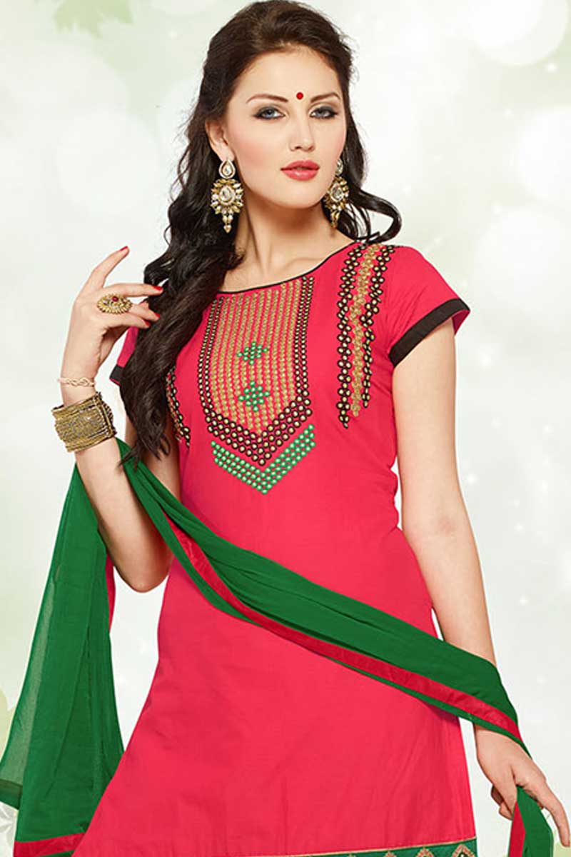Red Cotton Patiala Suit, Above Knee Length Kameez Online - Andaaz Fashion