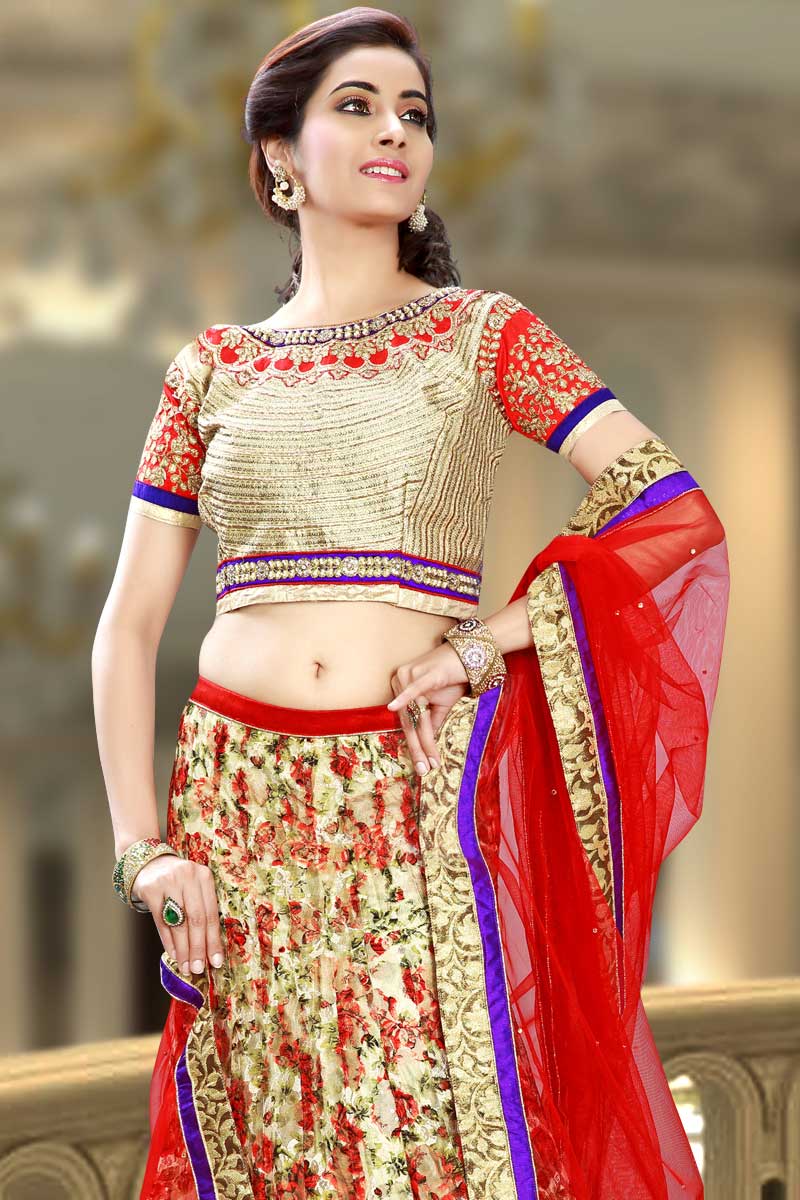 Pakistani Wedding Beige Net Lehenga With Art Silk Choli 