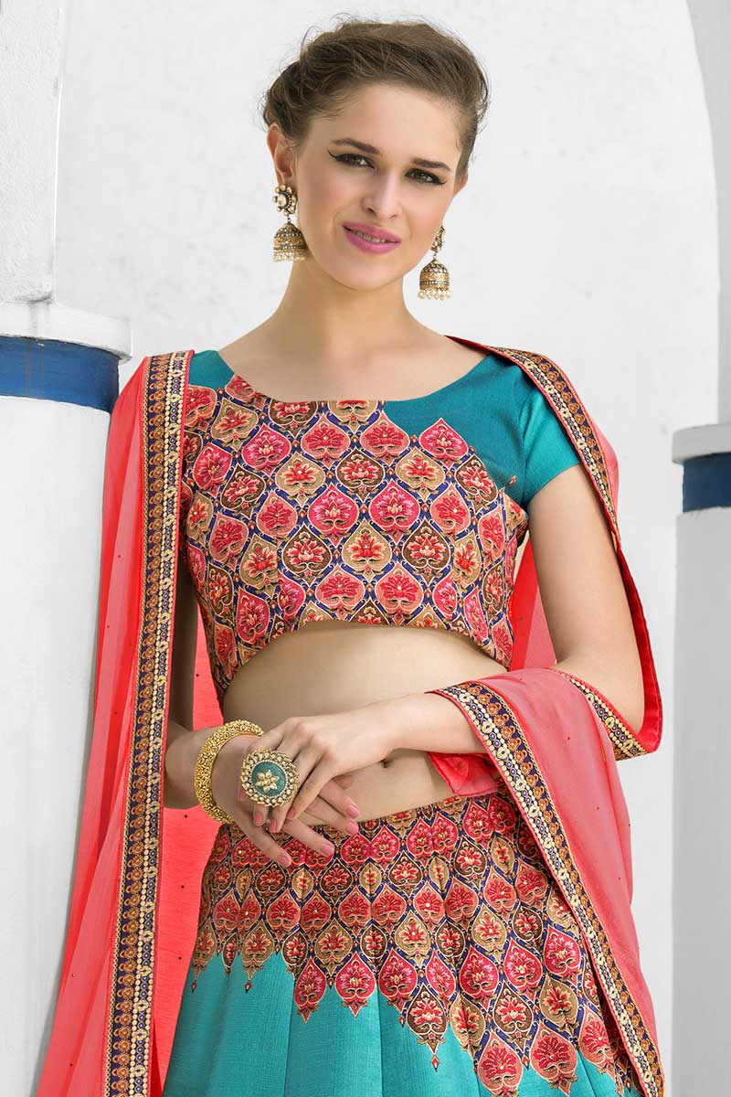 sky colour lehenga choli