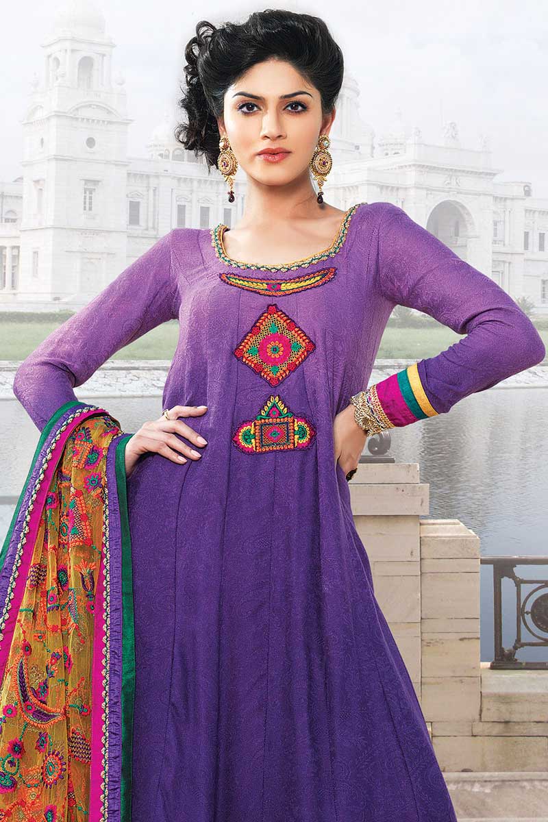 violet colour churidar