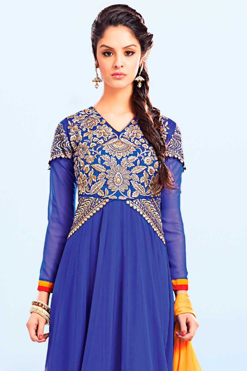 blue long churidar