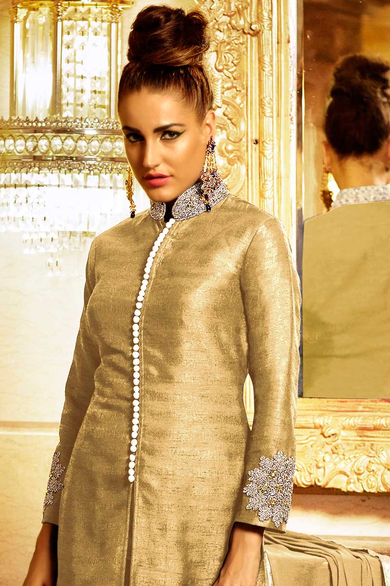 Sale online, Churidar bhagalpuri suit, Cream embroidered embroidered garments