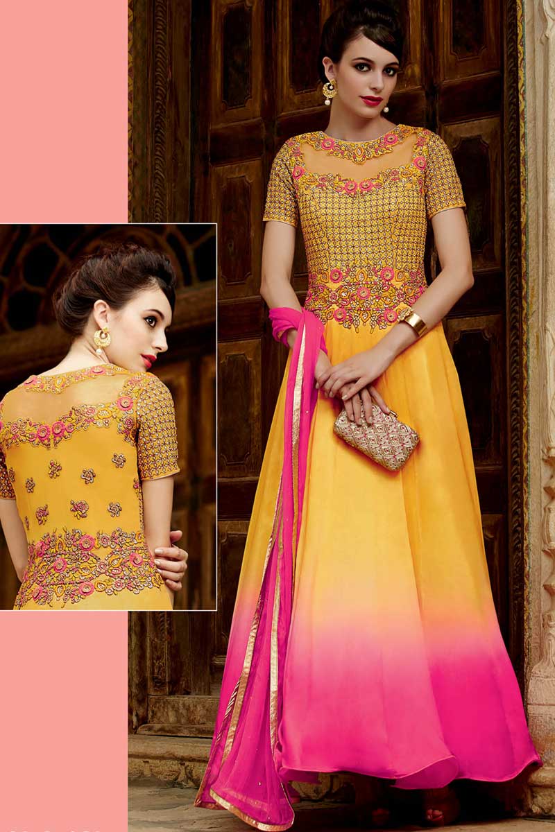 chiffon anarkali suits