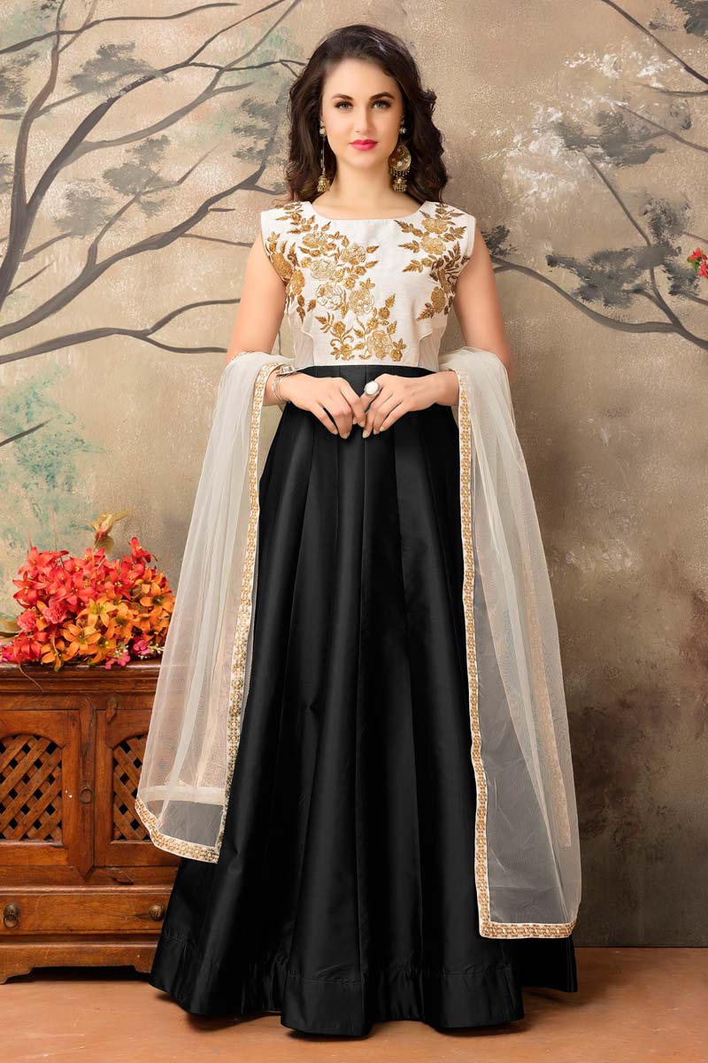 black and white anarkali kurti