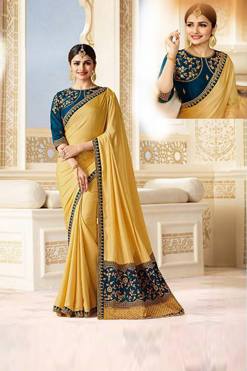 Mustard Silk Saree With Banglori silk Blouse