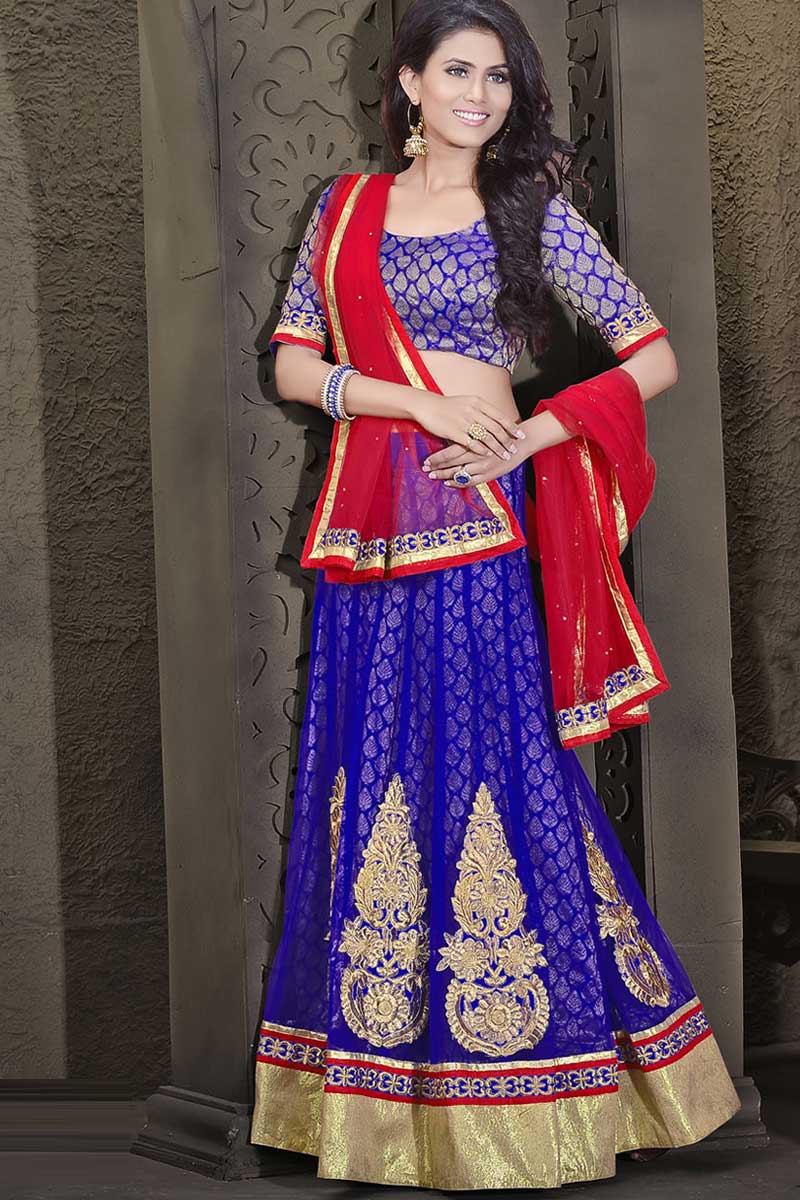 Blue Lehenga Choli Online, Long Lehengas Choli, Chaniyas - Andaaz Fashion