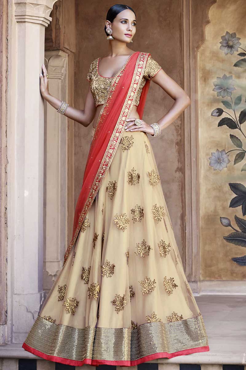 lehenga net dupatta style