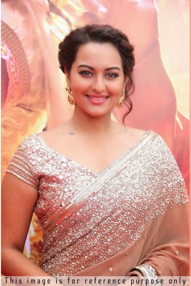 Buy Sonakshi Sinha In Dusty Pink Silk Saree With Sequence Blouse Andaaz Fashion 