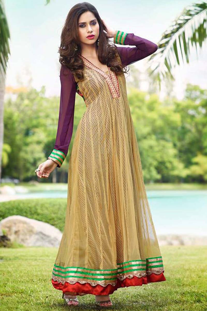 Rupali boutique collection, Anarkali churidar net raw Silk asian - Main Image